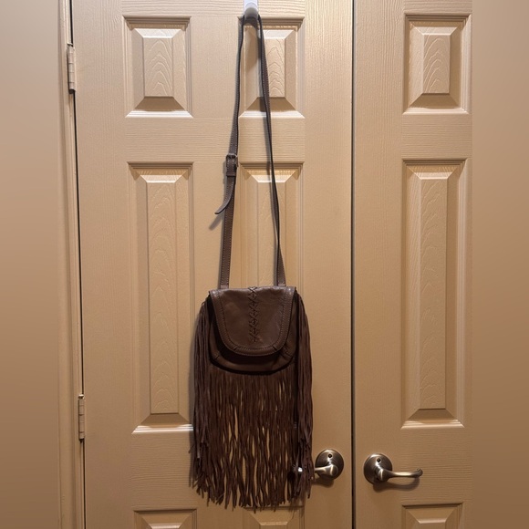 JOE'S Leather Haywood Purse Crossbody Fringe Small Handbag Western Brown Hobo - Picture 2 of 14
